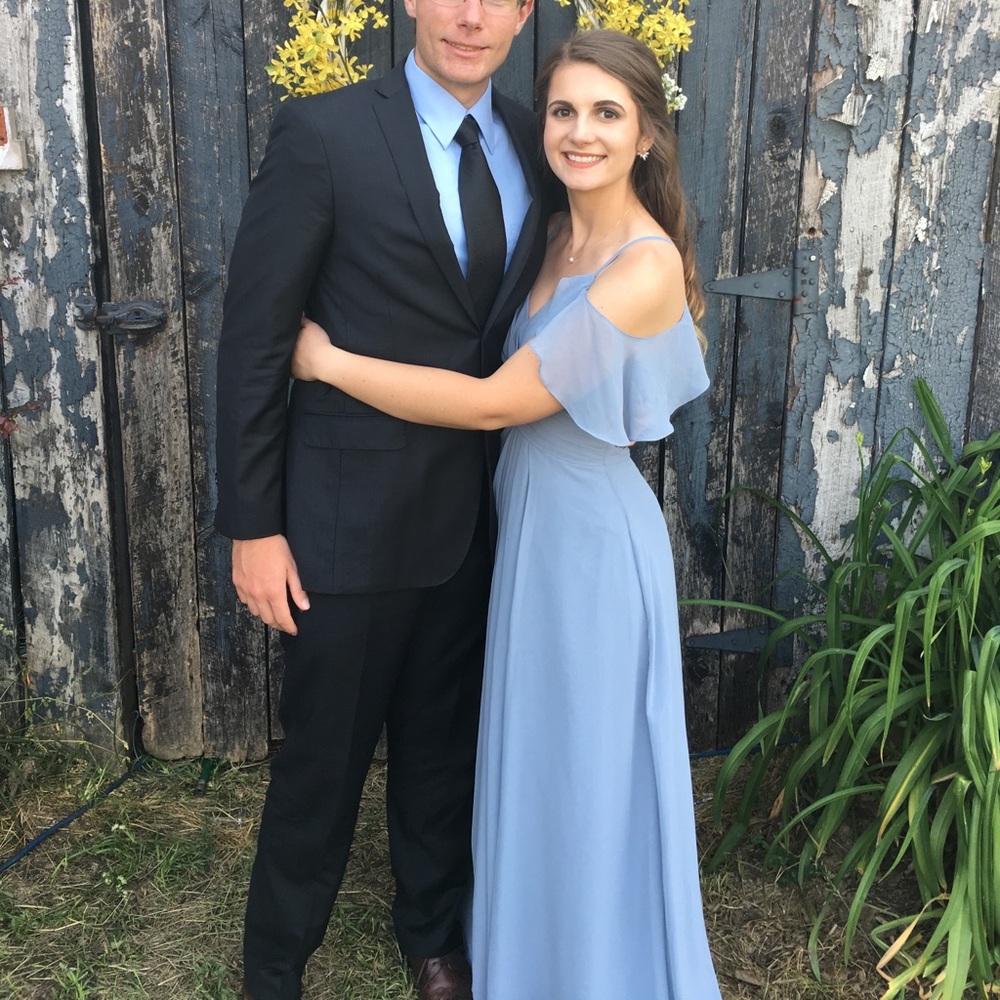 Azazie Steele Blue Bridesmaid’s dress